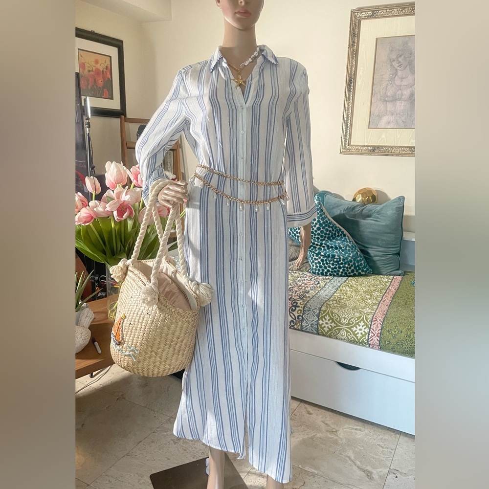 NWT Striped Button Down Maxi Dress - Made in India - Size L